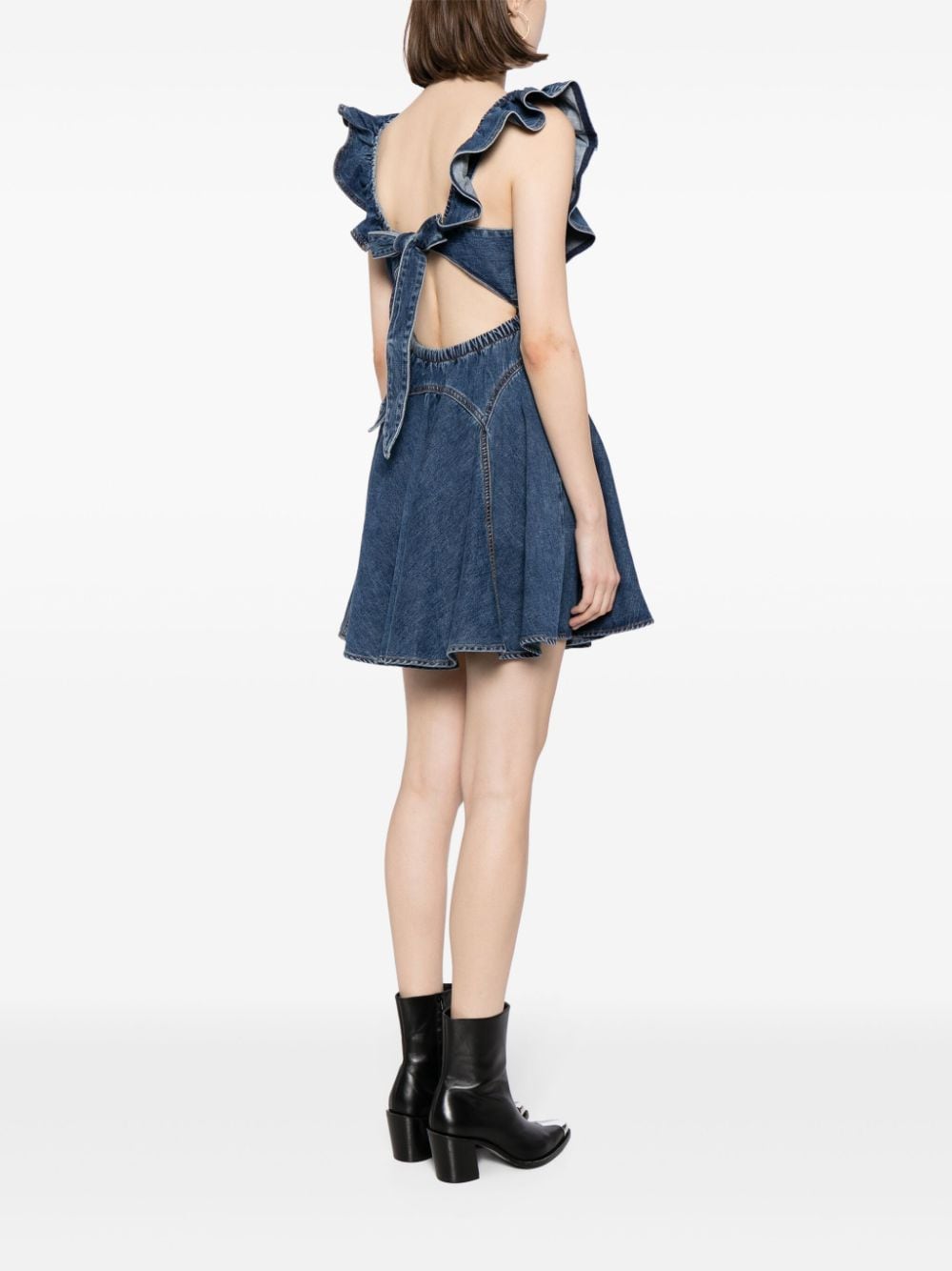 Self-Portrait Mini-jurk met ruches Blauw