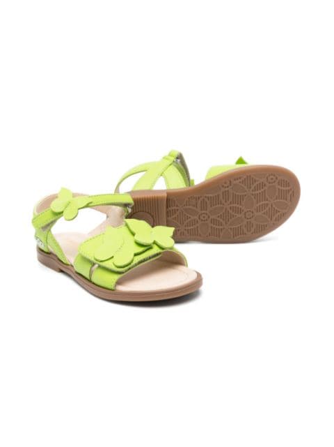 butterfly-appliqué leather sandals