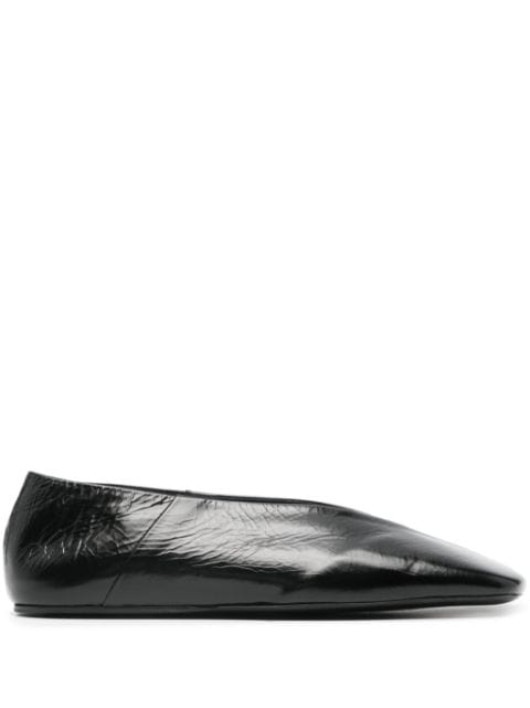 Jil Sander square-toe leather ballerina shoes