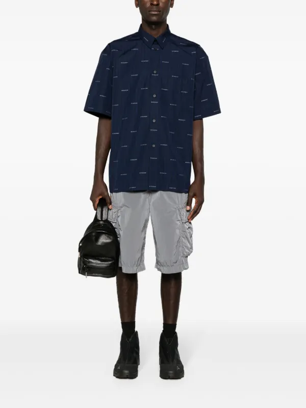 シャツ Givenchy all-over logo-print shirt Givenchy logo-print Cotton Shirt | Blue | FARFETCH