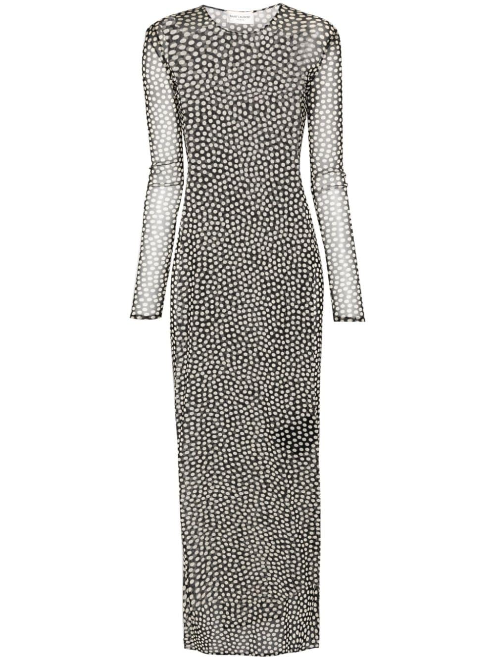 Image 1 of Saint Laurent polka-dot mesh maxi dress