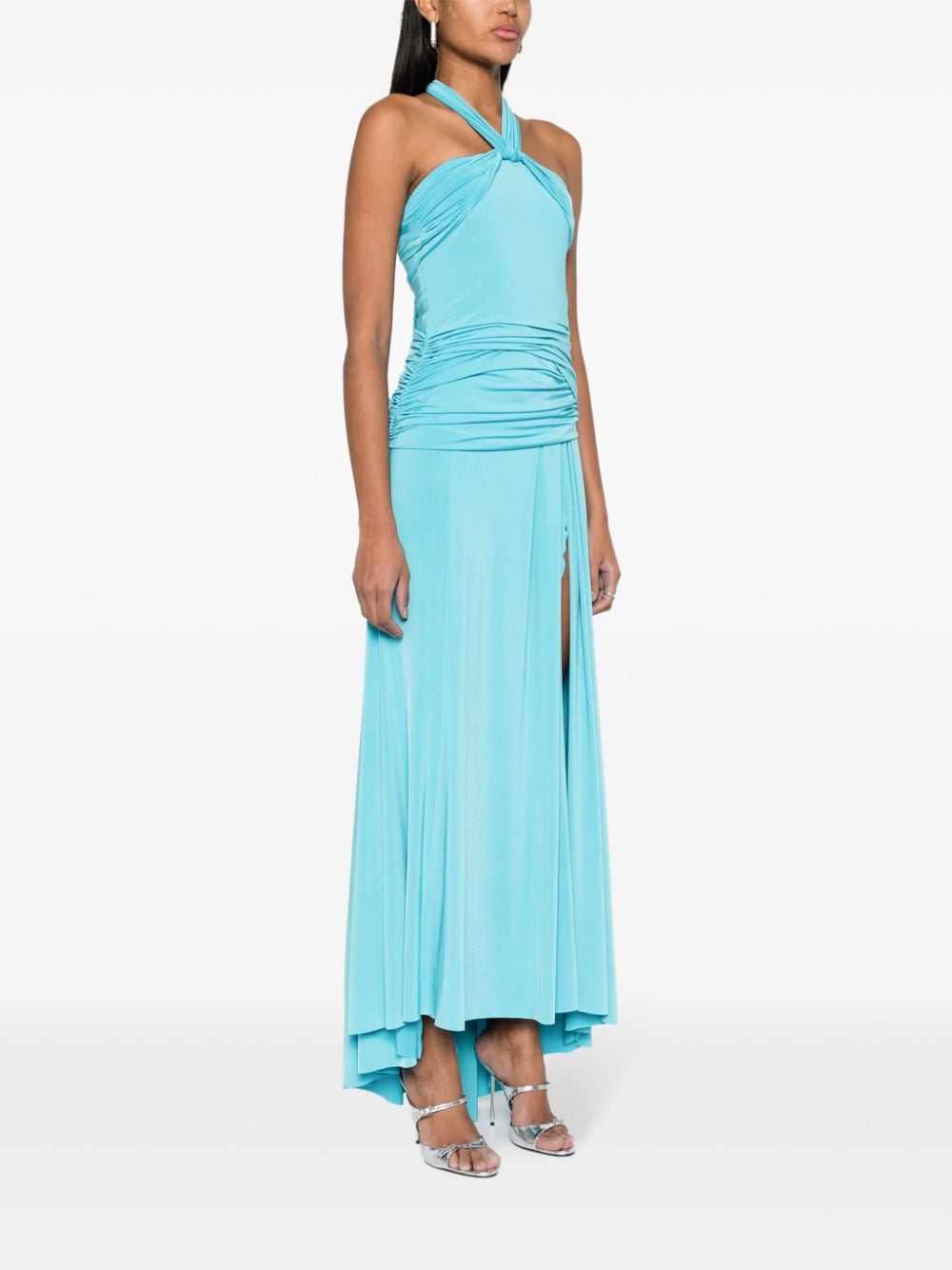 Shop Blugirl Draped Jersey Maxi Dress In Blue