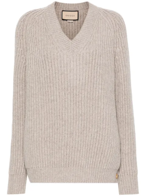 Gucci V-neck chunky-knit jumper