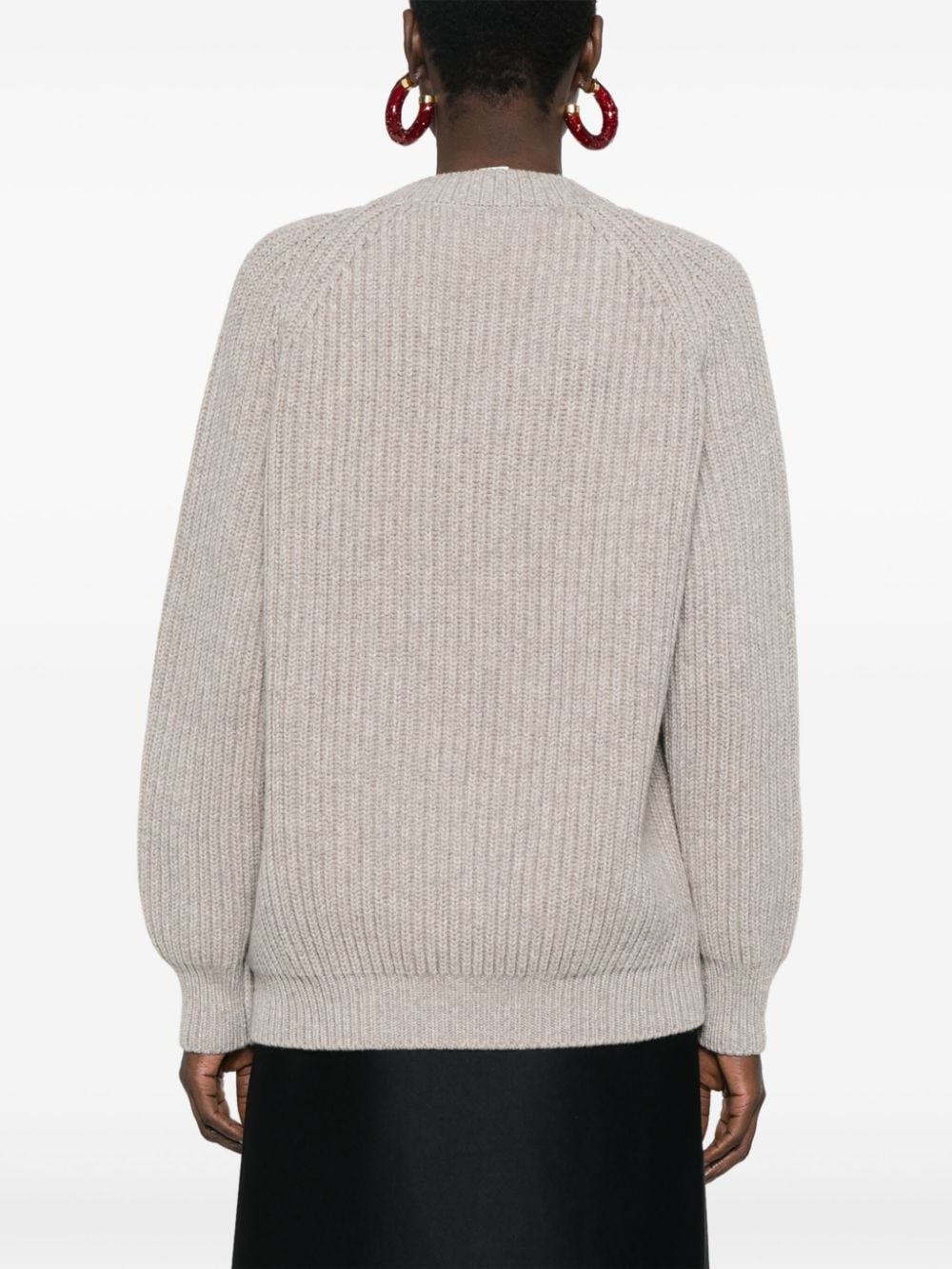 Shop Gucci V-neck Chunky-knit Jumper In Grey