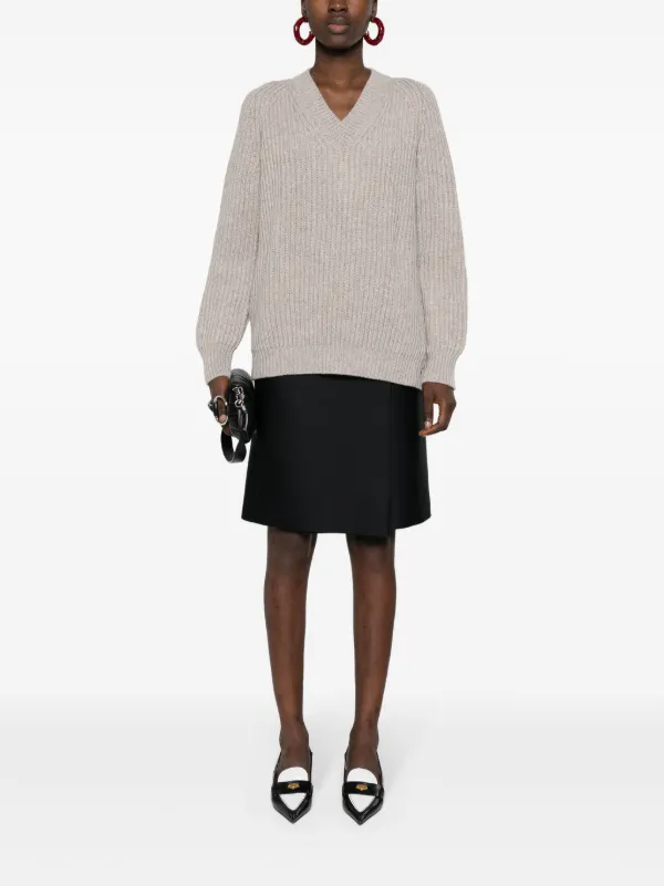 Gucci チャンキーニット Vネックセーター | グレー | FARFETCH JP