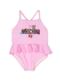 Moschino Kids Teddy Bear-print skirt swimsuit - Pink