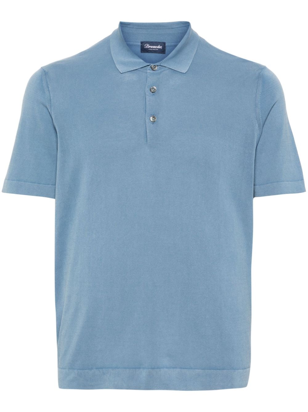 Drumohr Fine-knit Cotton Polo Shirt In Blue