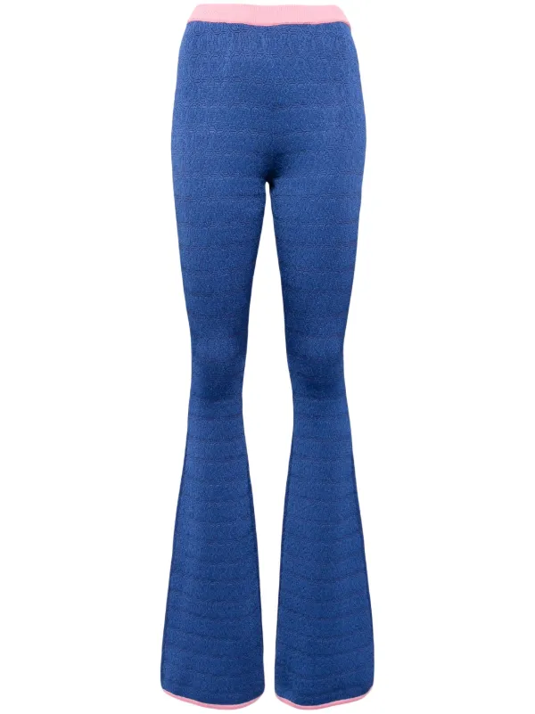 Bally Patterned-jacquard Flared Trousers in Blue