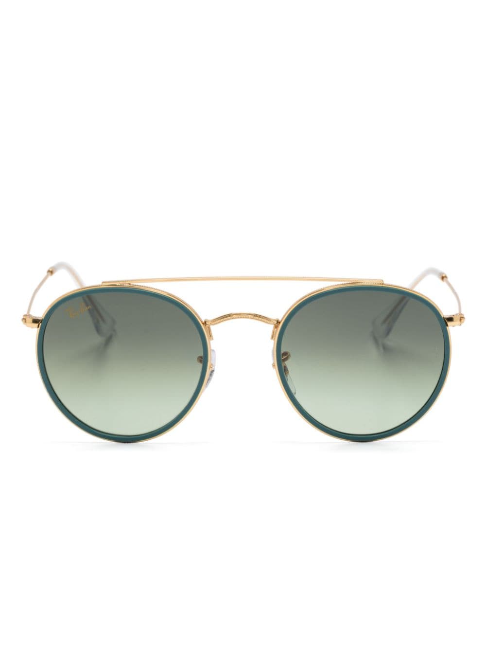 Ray Ban Double-bridge Round-frame Sunglasses In Gold