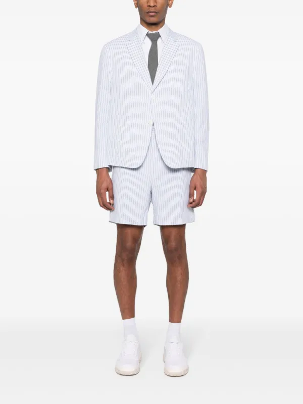 Thom Browne Seersucker Striped Blazer | White | FARFETCH UK