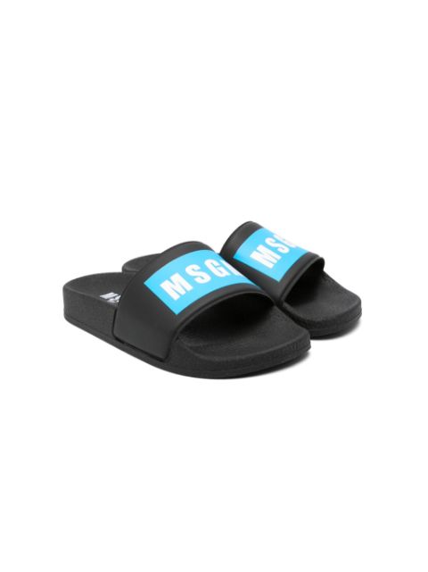 MSGM Kids logo-appliqué slides