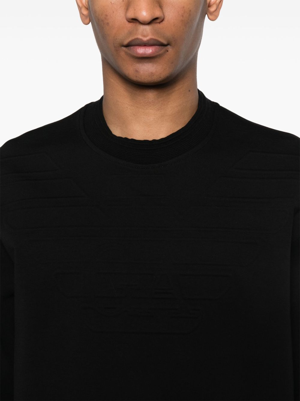 Shop Emporio Armani Logo-embossed Sweatshirt In Black