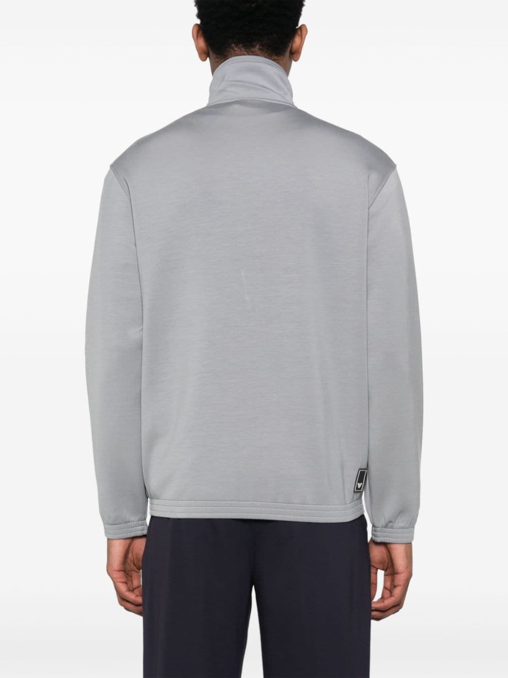 Shop Emporio Armani Logo-print Zipped Sweatshirt In Grey