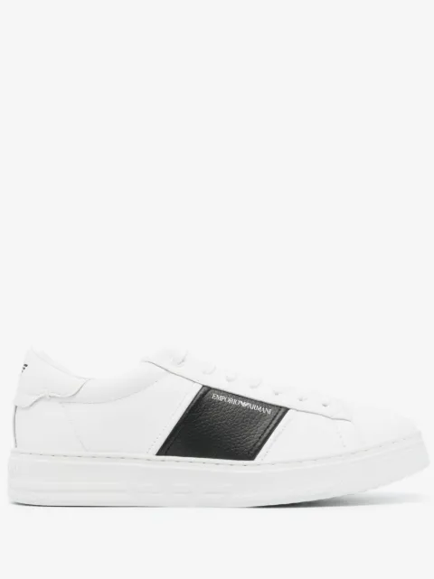 Emporio Armani baskets en cuir à logo imprimé