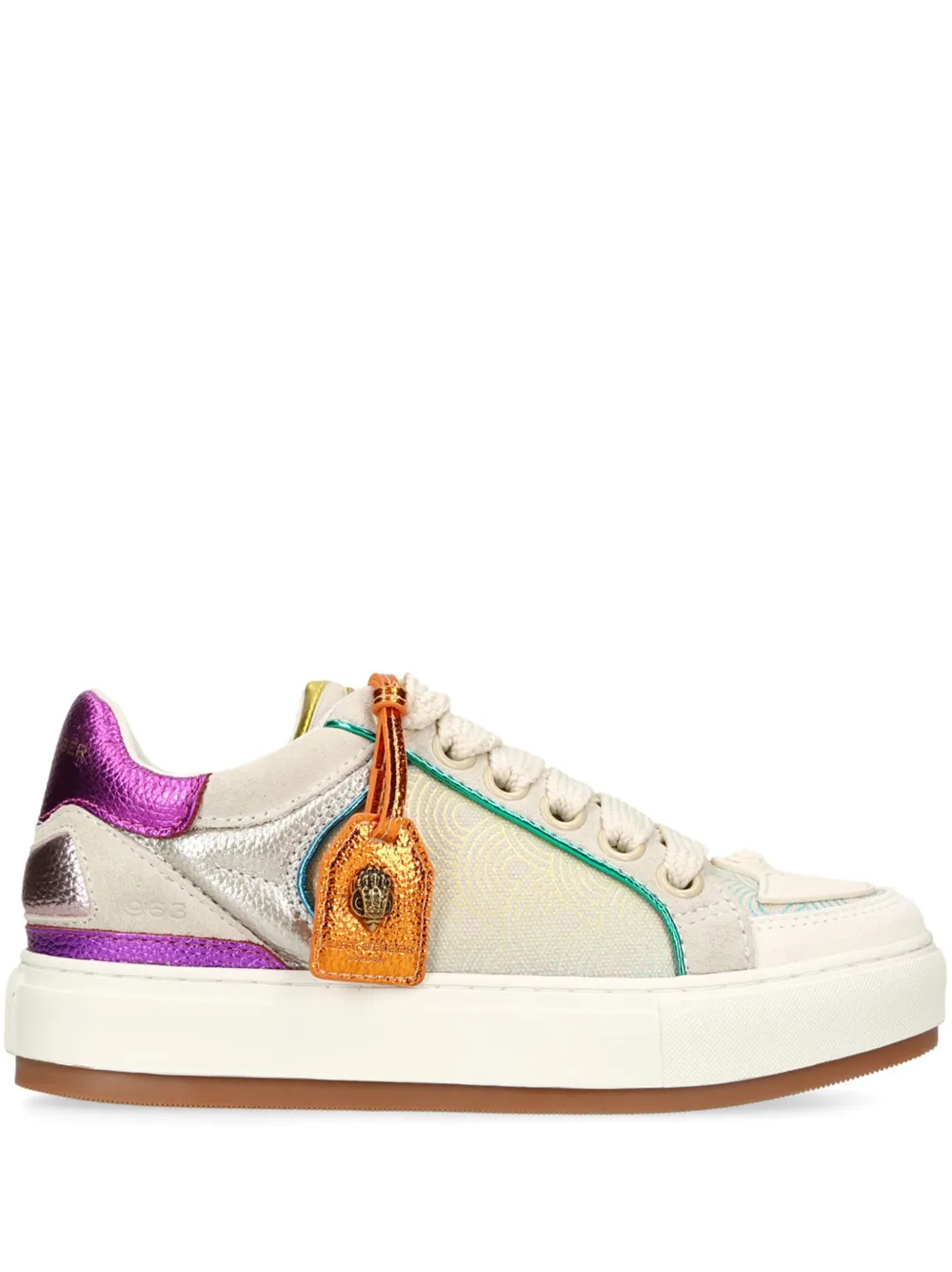 Kurt Geiger London Womens Other Southbank Tag Panelled Leather Low-top Trainers In Neutrals