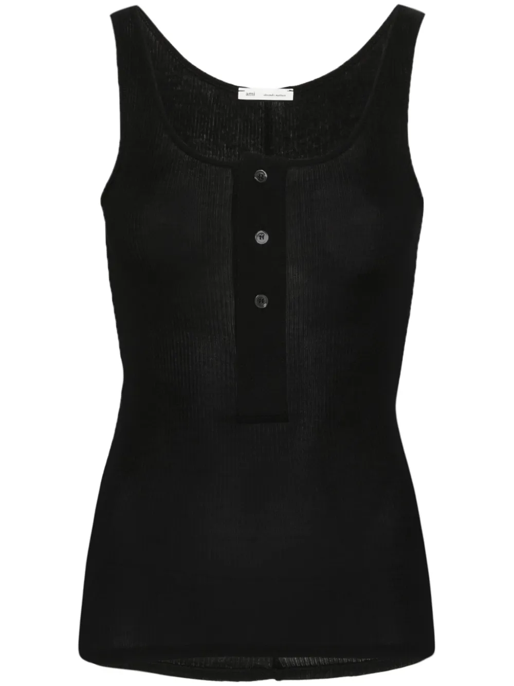 Ami Alexandre Mattiussi Light Rib Jersey Cotton Tank Top In Black