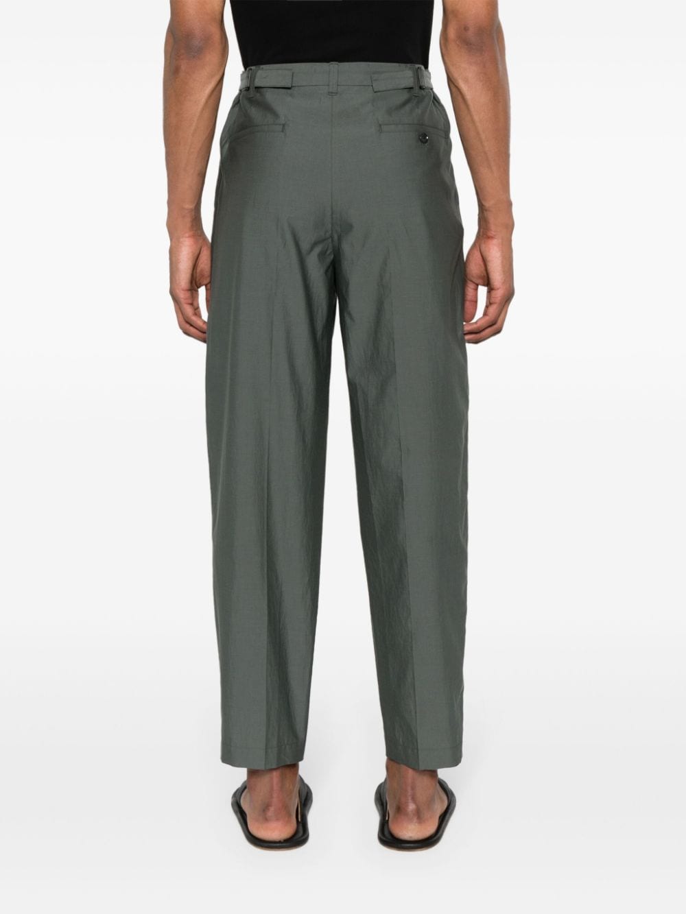 Shop Lemaire Pressed-crease Trousers In 绿色