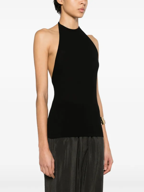 LEMAIRE open-back Knitted Halterneck Top | Black | FARFETCH