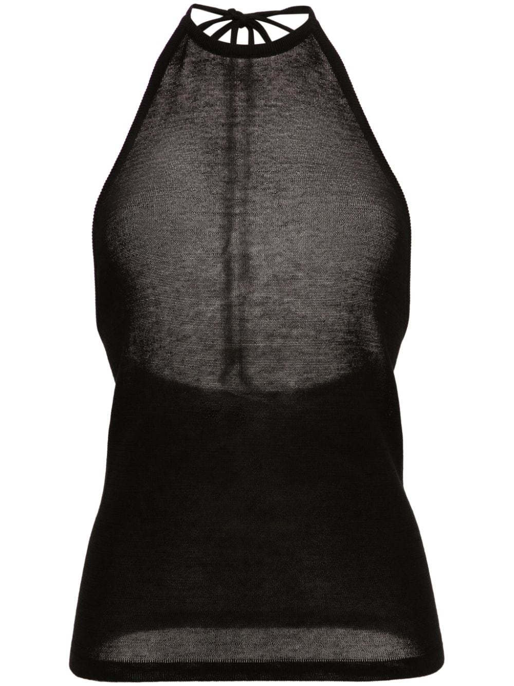 Shop Lemaire Open-back Knitted Halterneck Top In 黑色