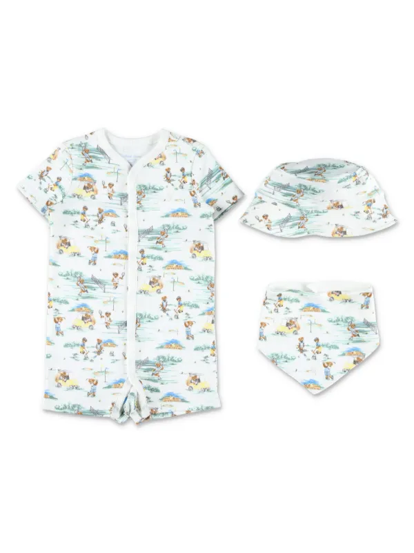 POLO RALPH LAUREN KIDS Polo Bear Cotton Romper Set White FARFETCH AO