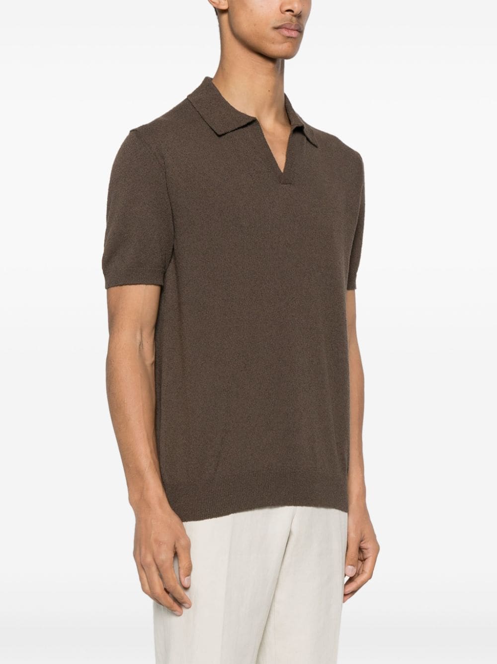 Shop Drumohr Knitted Polo Shirt In Brown