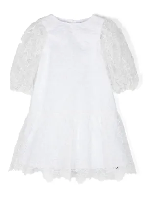 Chlo Kids Lace Floral Detail Dress | White | FARFETCH
