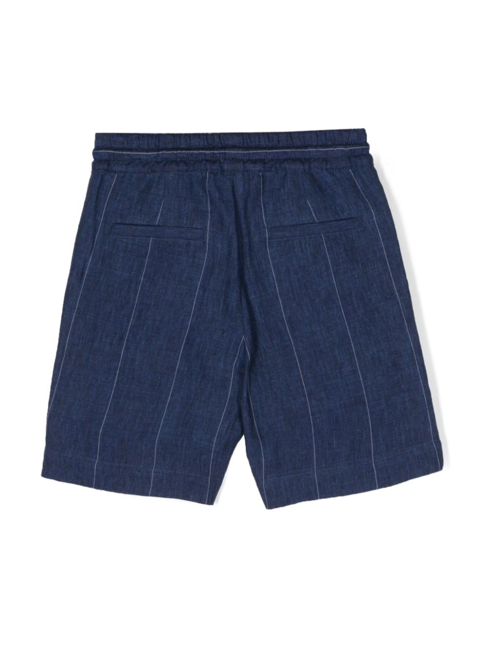 Shop Brunello Cucinelli Pinstripe Linen Shorts In Blue