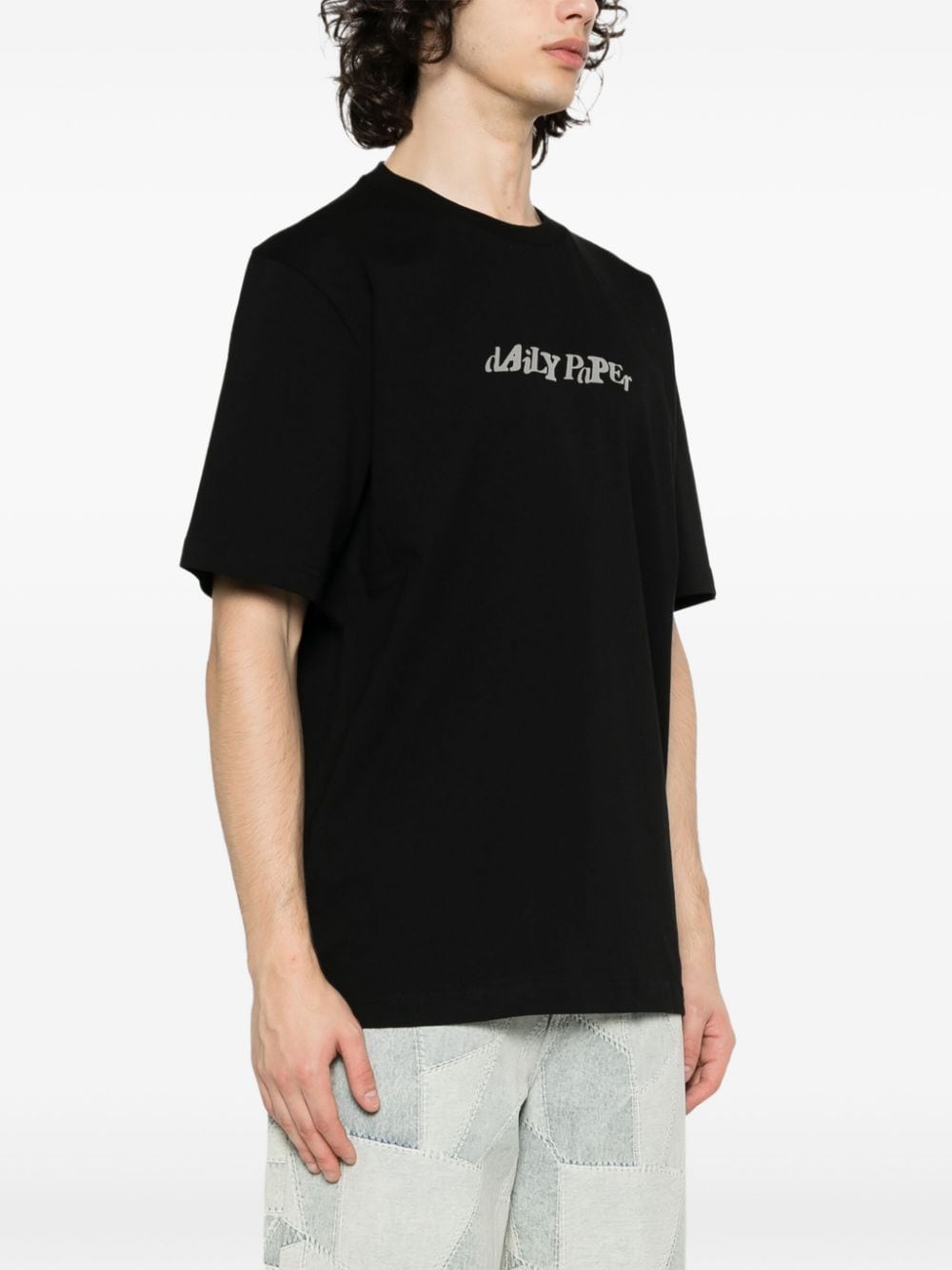 Shop Daily Paper Logo-print Cotton T-shirt In Black