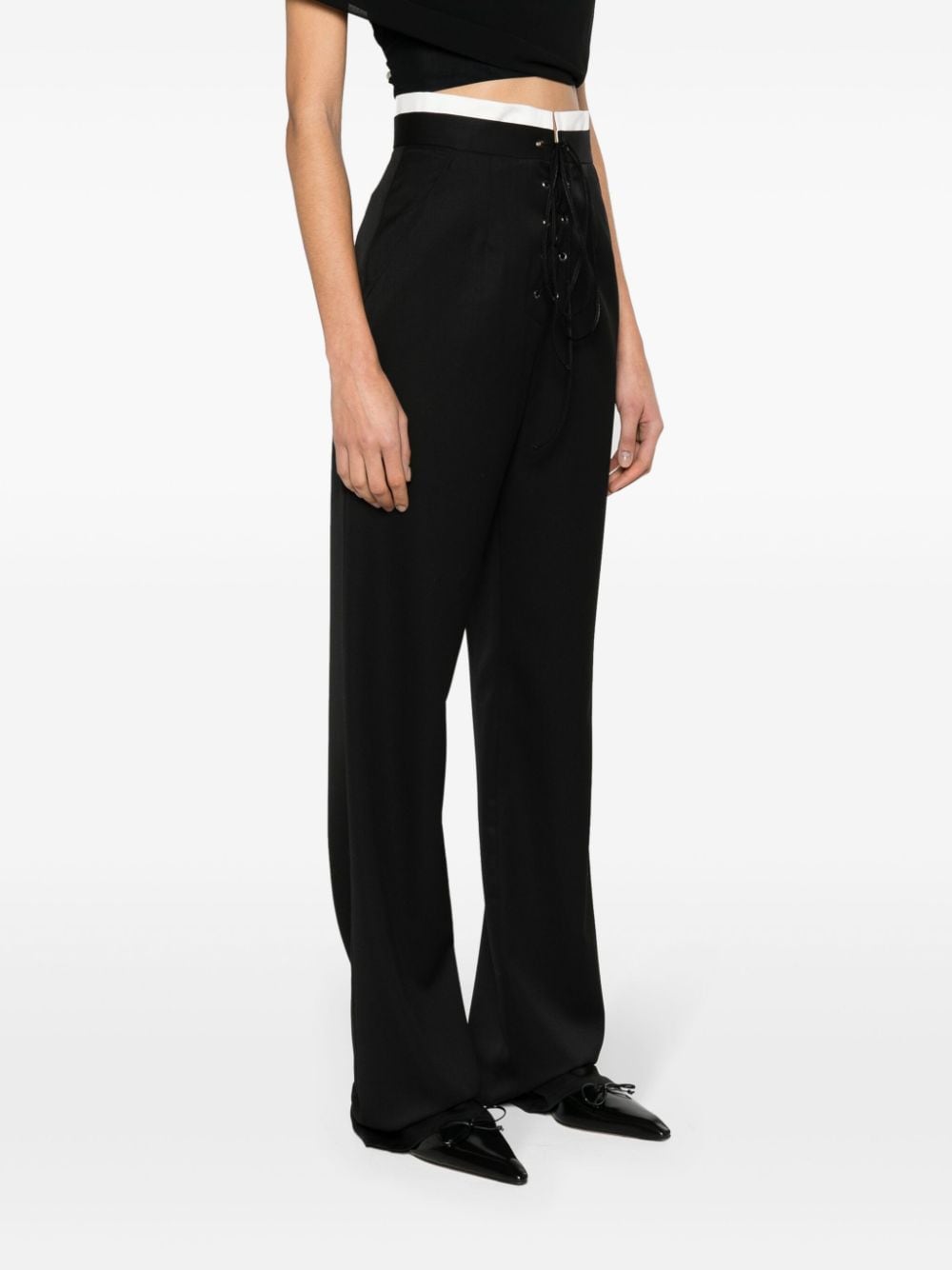Shop Manurí Tintin Lace-up Tailored Trousers In Black