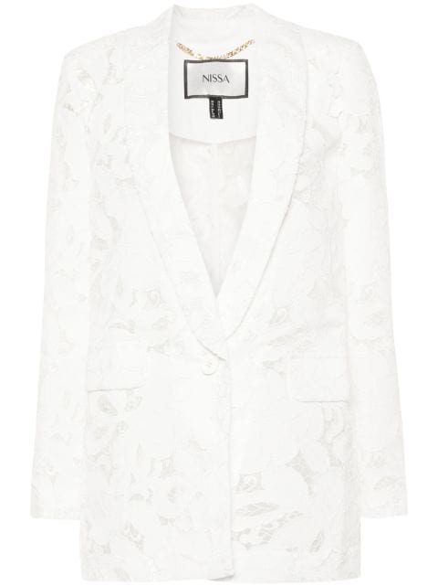 NISSA single-breasted floral-embroidered blazer
