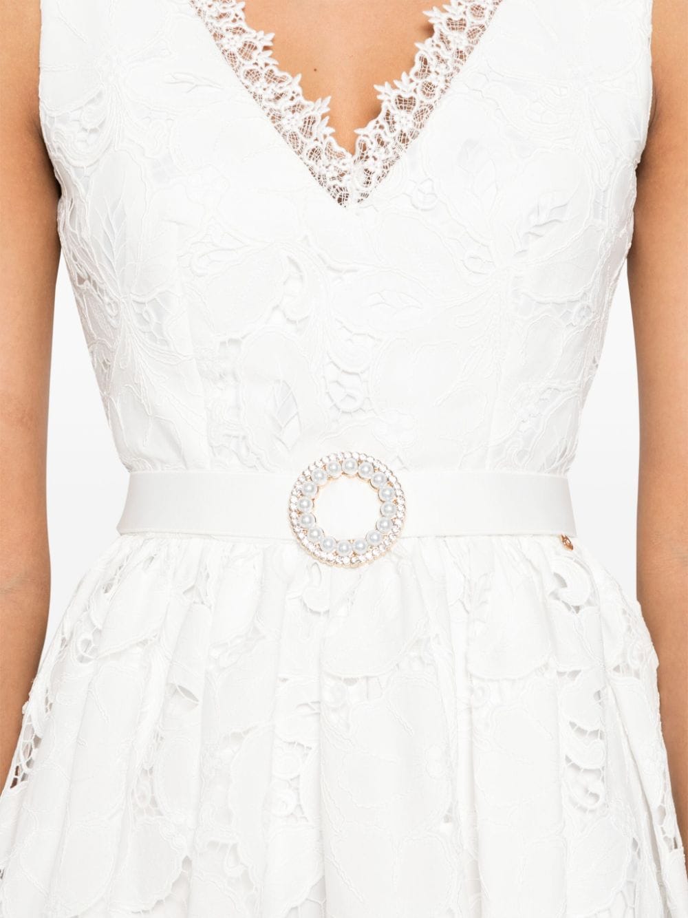 Shop Nissa Floral-embroidered Midi Dress In White