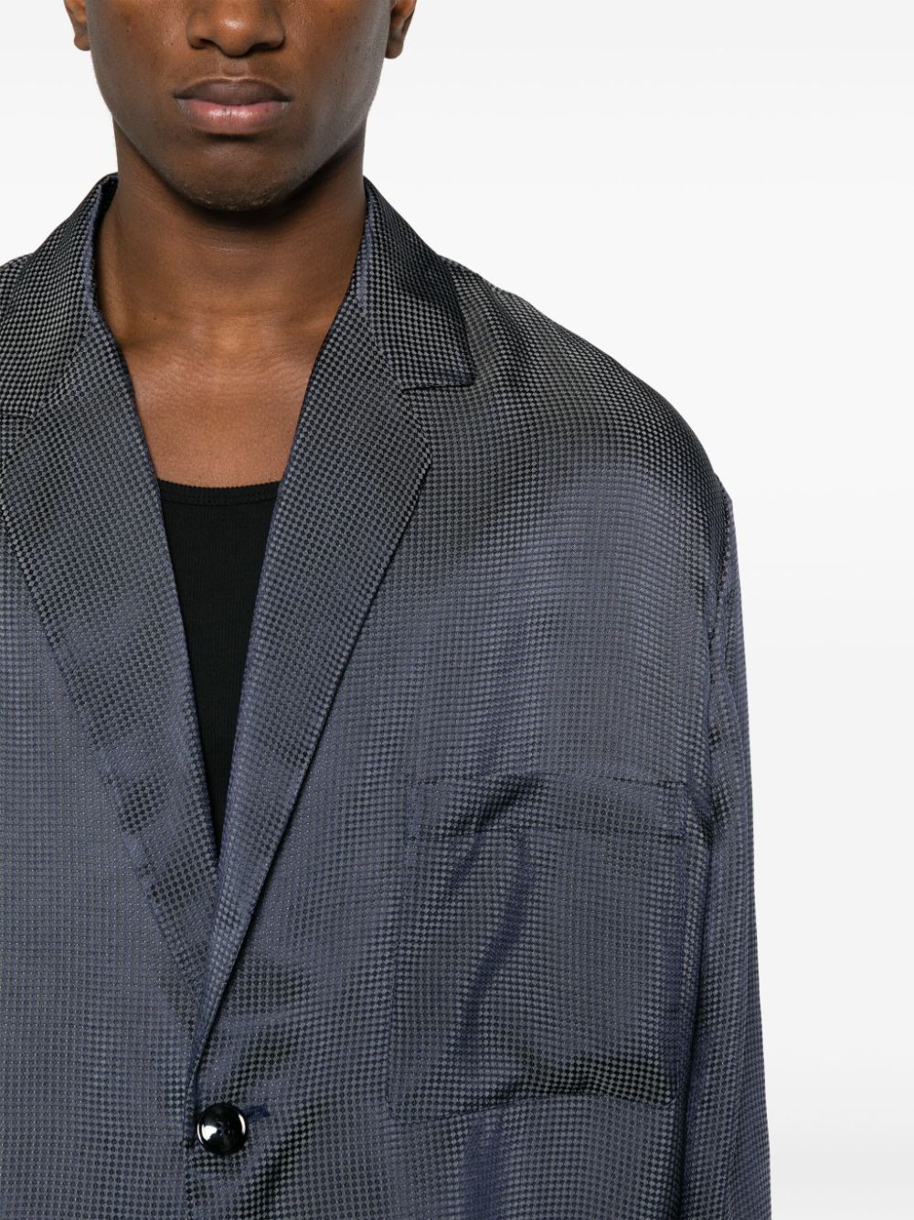 Shop Giorgio Armani Patterned-jacquard Shirt Jacket In Blue