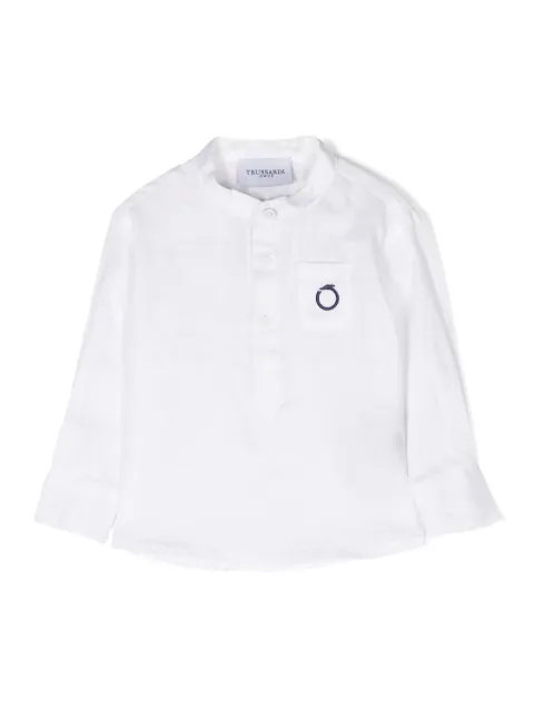 TRUSSARDI JUNIOR logo-embroidered linen shirt