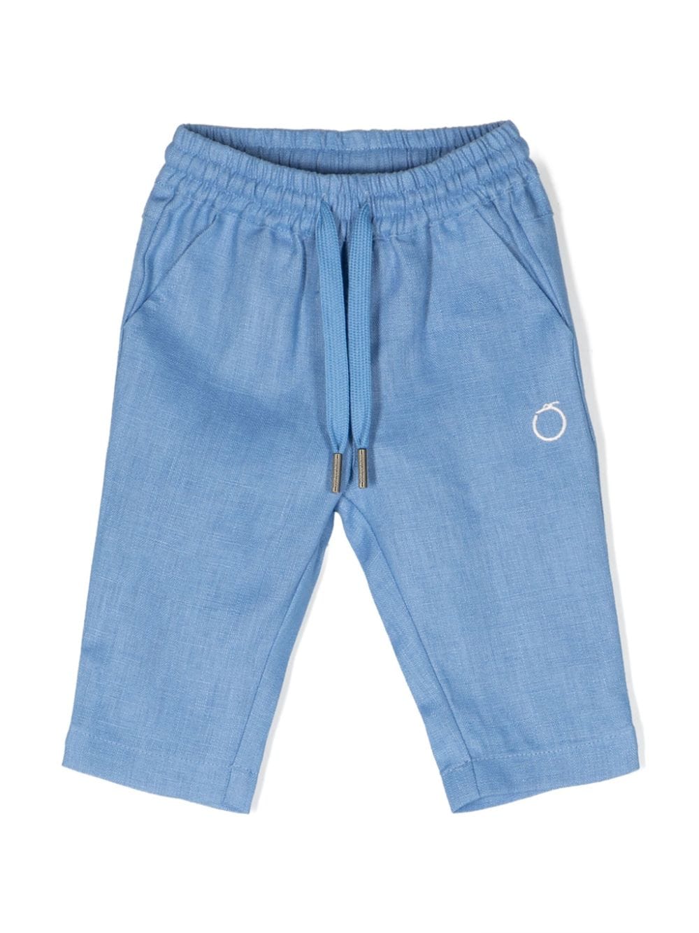 Trussardi Junior Babies' Logo-embroidered Linen Trousers In Blue