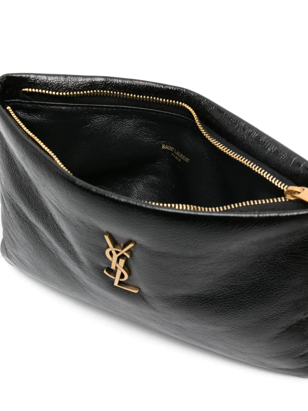 Shop Saint Laurent Calypso Padded Clutch Bag In Schwarz