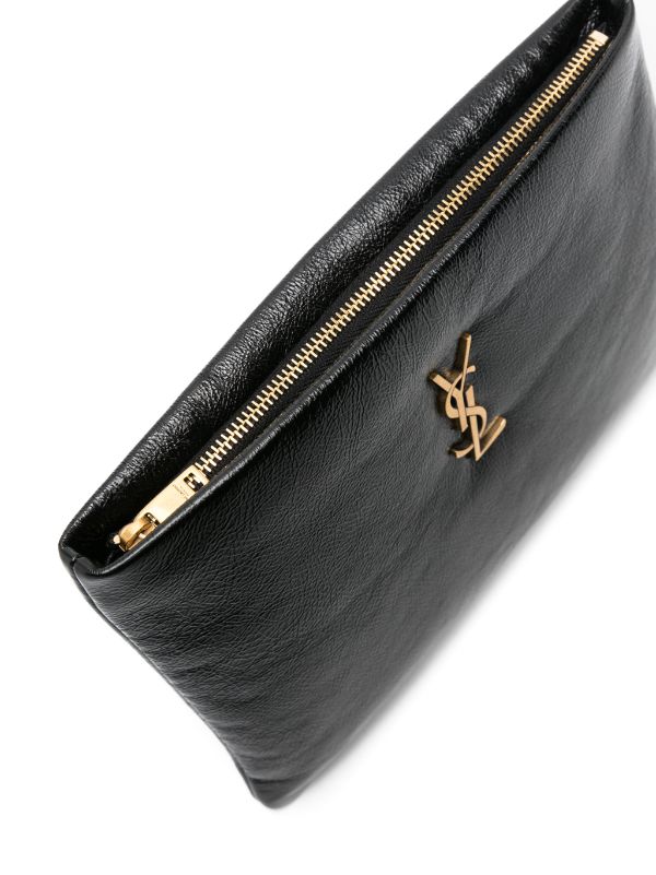 Saint Laurent Calypso Padded Clutch Bag Black FARFETCH UK