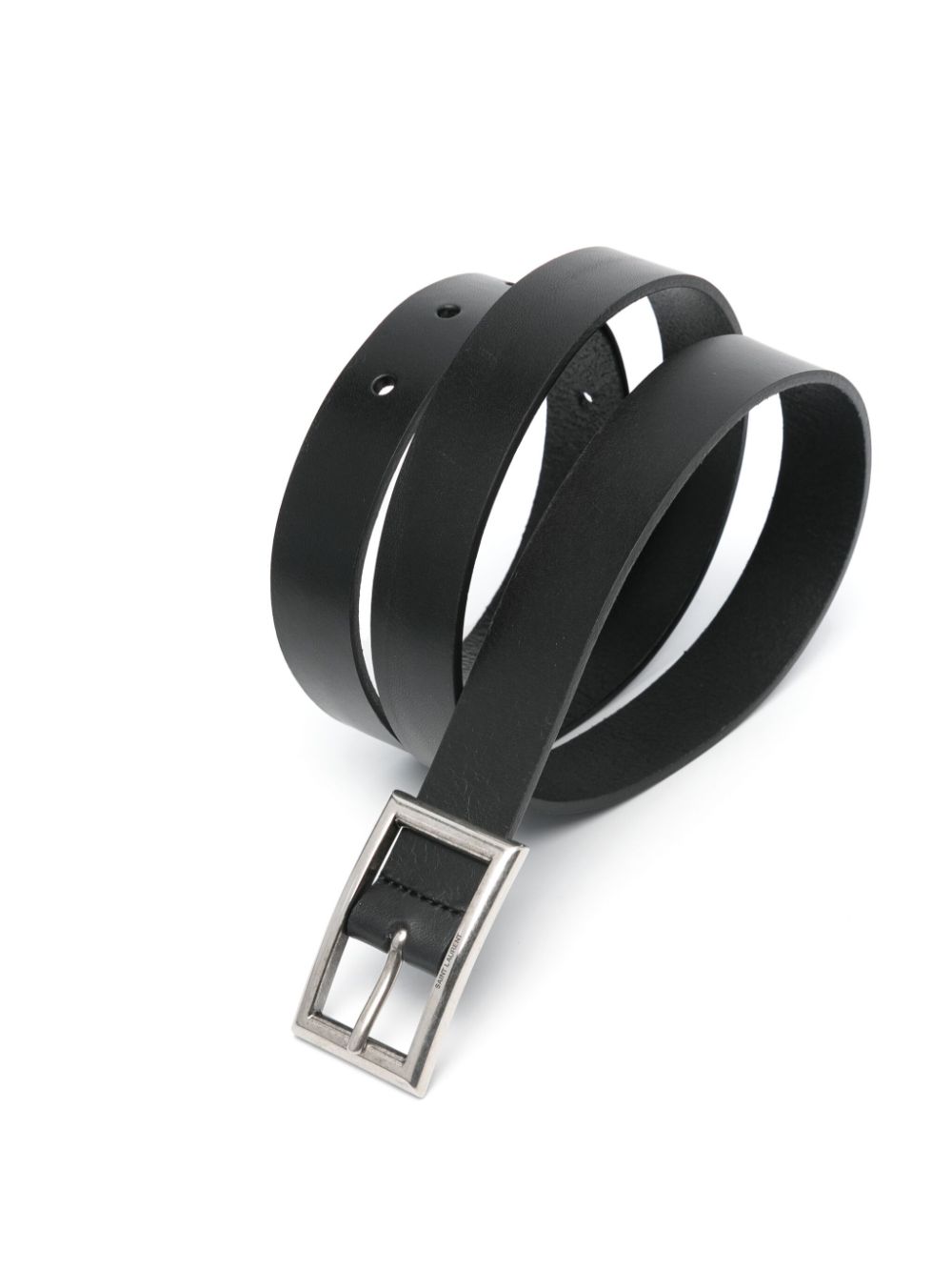 Saint Laurent logo-engraved leather belt - Black