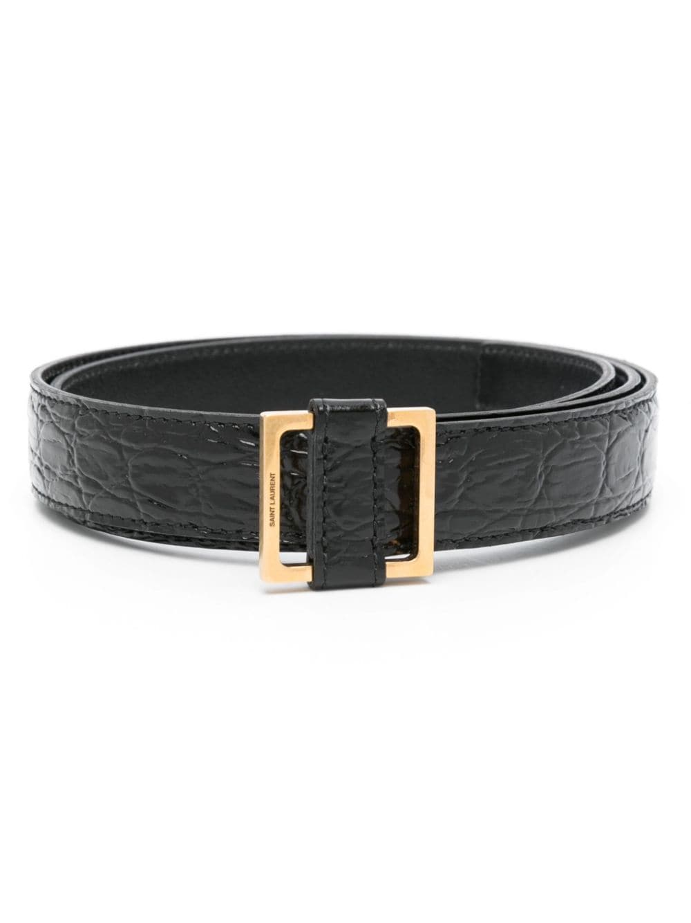 Saint Laurent La 66 Leather Belt In Schwarz