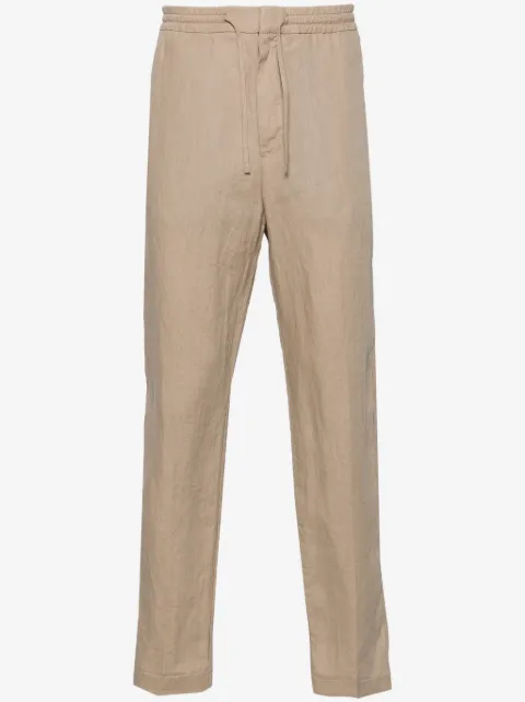 Canali mid-rise tapered linen trousers