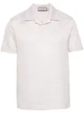 Canali striped linen blend polo shirt - White