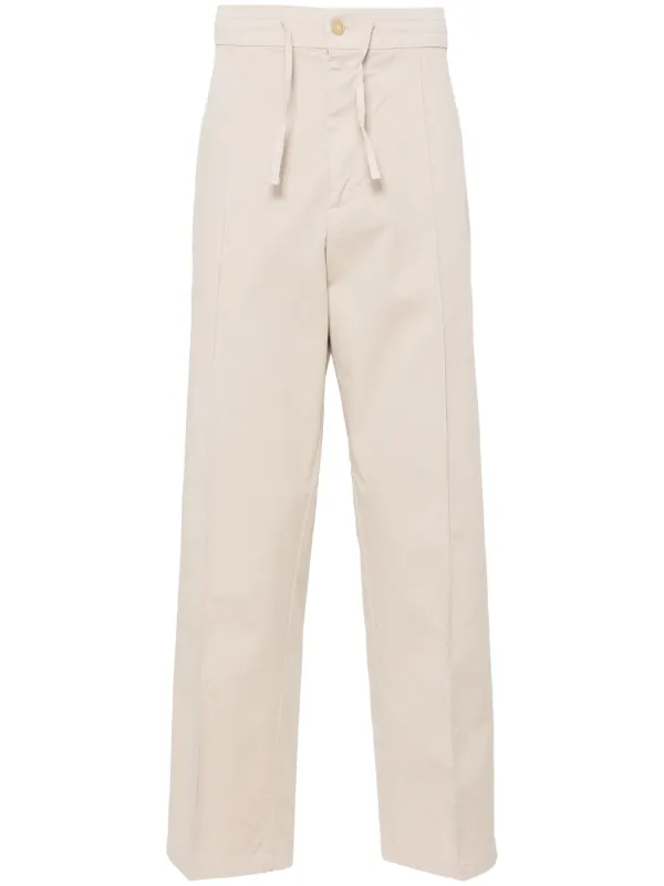 Canali Drawstring-waist Straight-leg Trousers in Neutrals