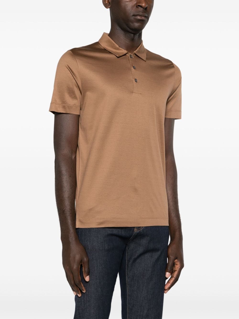 Shop Canali Cotton Jersey Polo Shirt In Brown