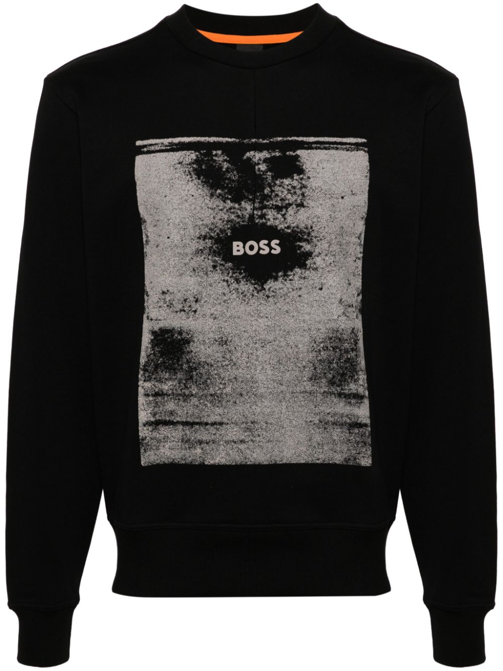 BOSS Katoenen sweater met logoprint Zwart