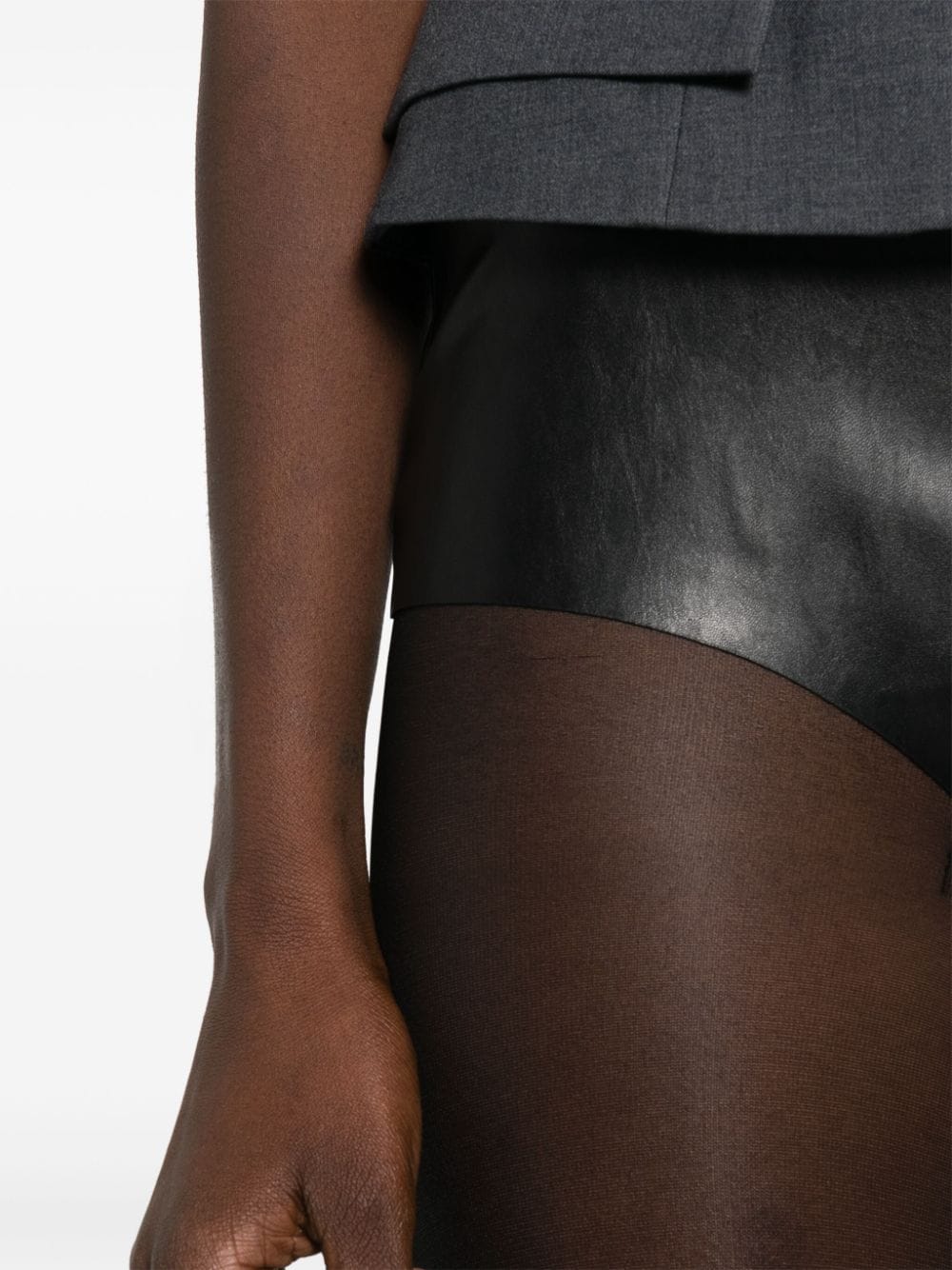 Shop Lardini Faux-leather Mini Shorts In Black