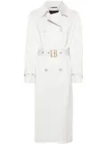 Moorer twill double-breasted trench coat - White