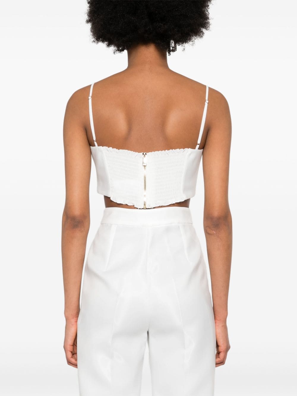 Shop Nissa Knotted Taffeta Crop Top In White