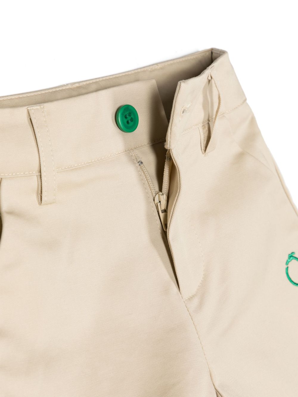 Shop Trussardi Junior Logo-embroidered Cotton Shorts In Neutrals