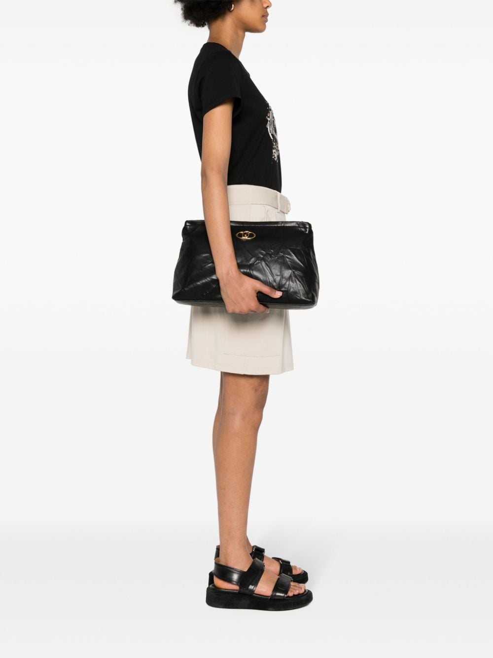Shop Liu •jo Wrinkle-effect Crossbody Bag In Black