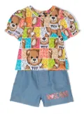 Moschino Kids Teddy Bear logo-print short set (set of two) - Blue