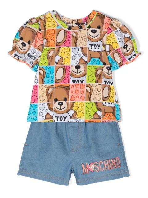 Moschino Kids Teddy Bear logo-print short set (set of two)